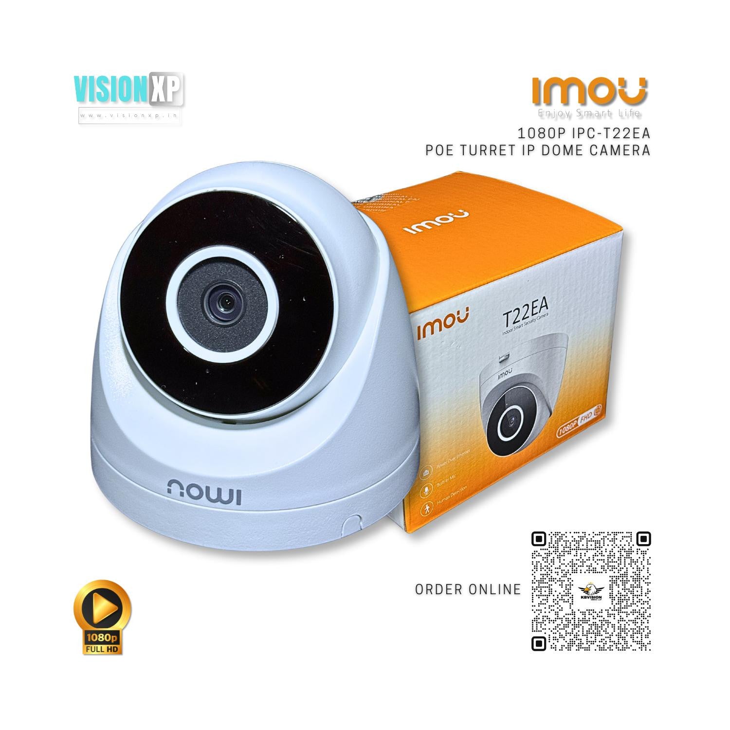 Imou IPC-T22EA 1080P H.265 Turret PoE 2MP Network Dome Camera Imou IPC-T22EA 1080P H.265 Turret PoE 2MP Network Dome Camera